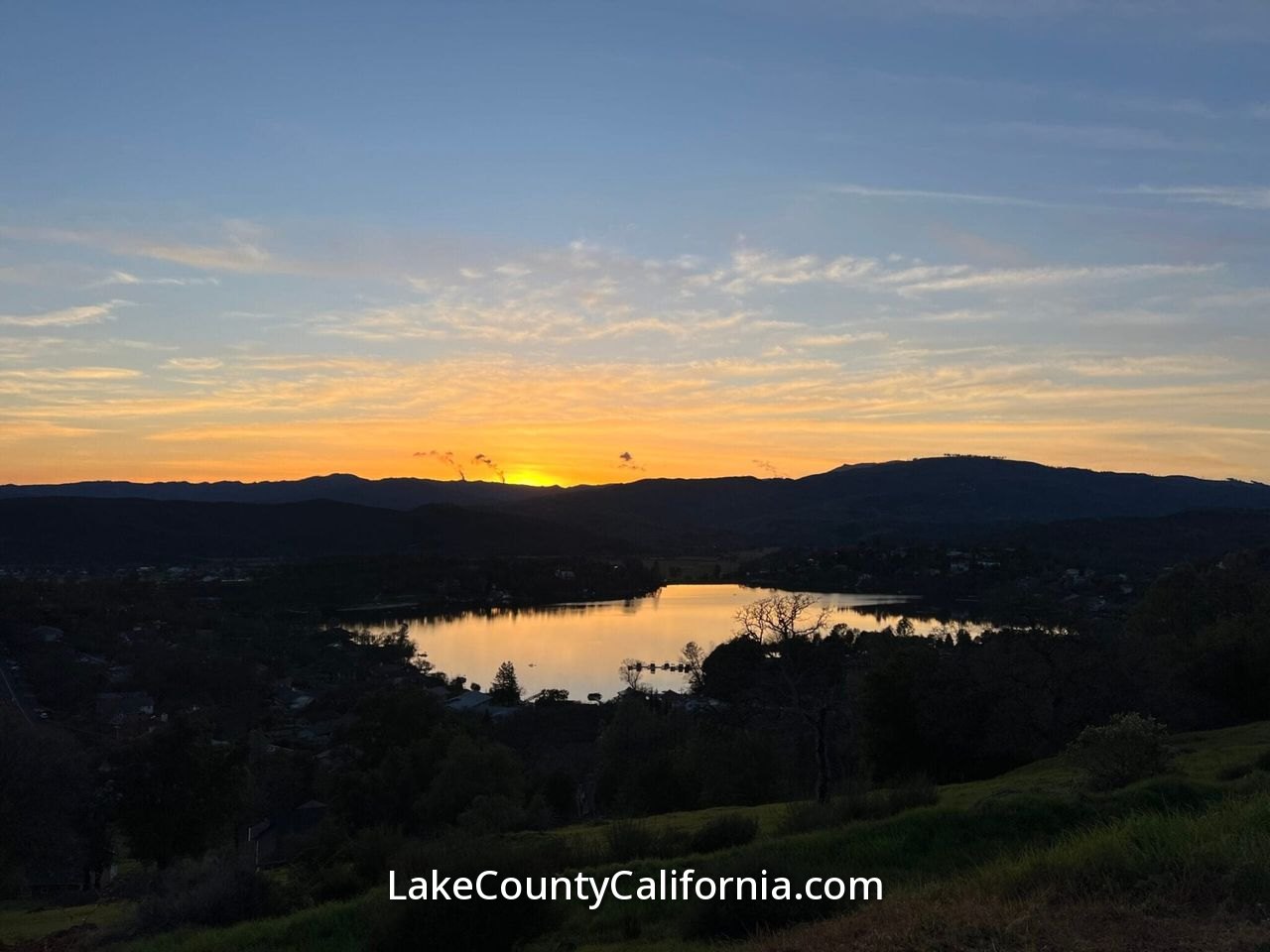 Sunset over Hidden Valley Lake in Lake County, California